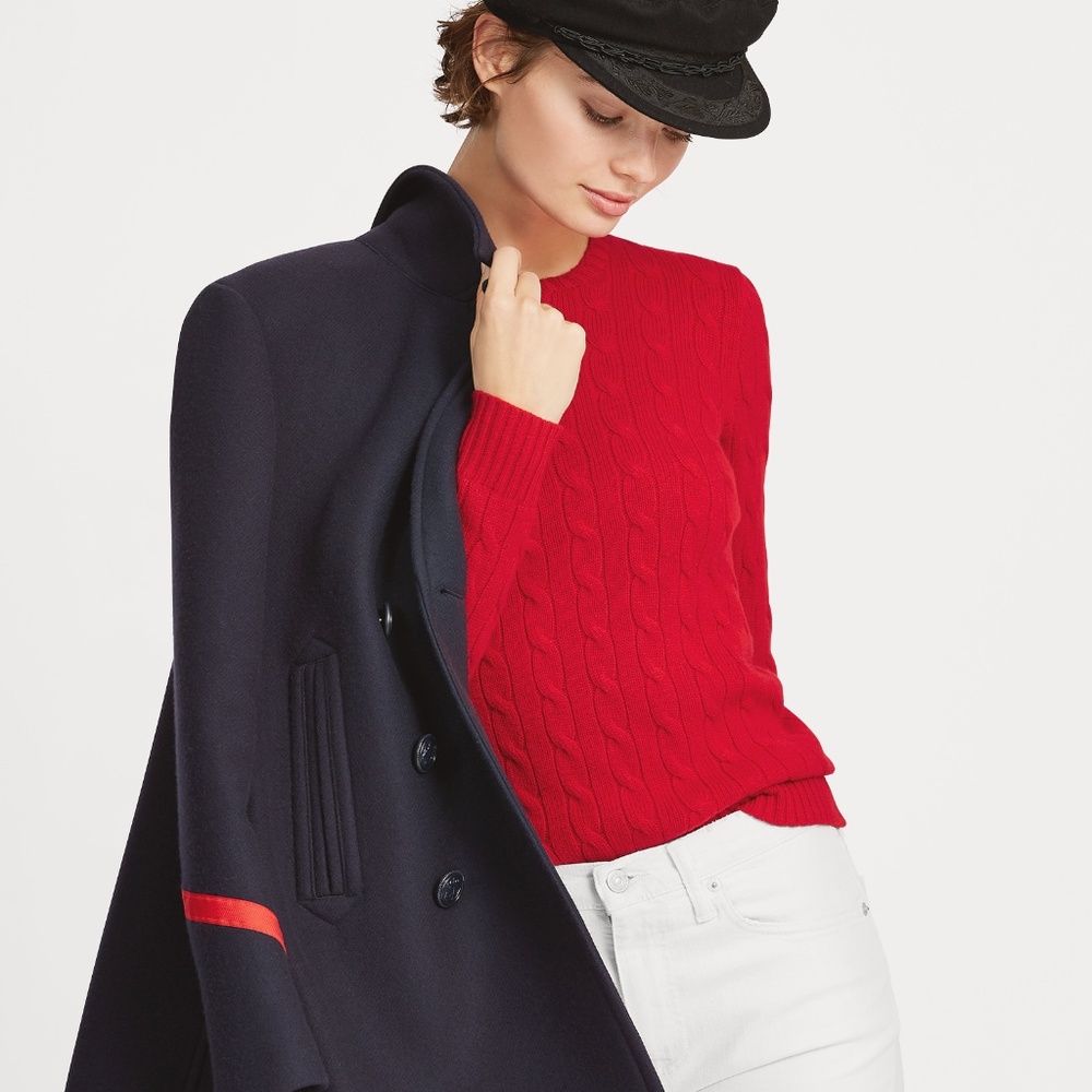 Ralph Lauren Orange Cable-Knit Cashmere Sweater